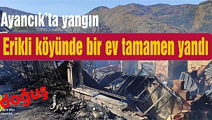 Ayancık'ta bir ev tamamen yandı