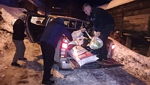 Ayancık Orman İşletme, karla kaplı yolları aşıp, yardıma koşuyor