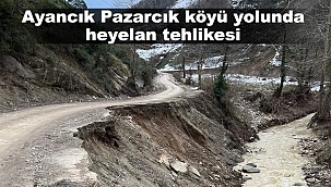Ayancık Pazarcık köyü yolunda heyelan tehlikesi 