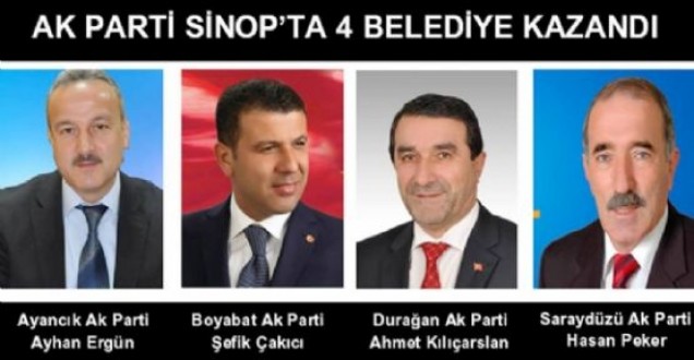 AK Parti Sİnop'ta 4 belediye aldı