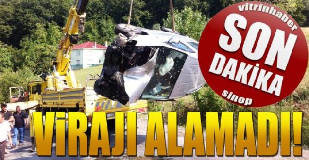 Ayancık'a gelirken kaza yaptı, araç hurdaya döndü