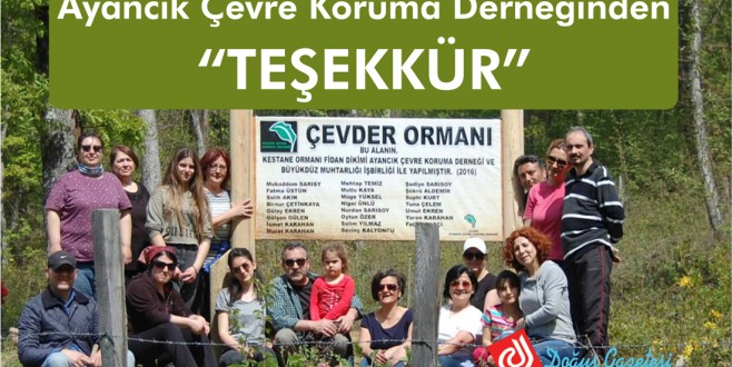 Ayancık Çevre Koruma Derneğinden "TEŞEKKÜR"