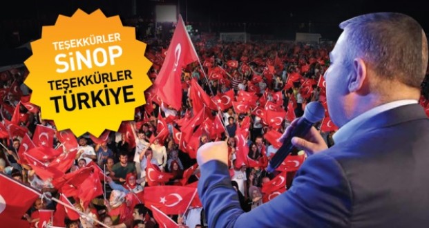 Maviş'ten Sinoplulara teşekkür