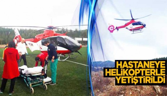 Yaralı çocuk helikopterle hastaneye yetiştirildi 